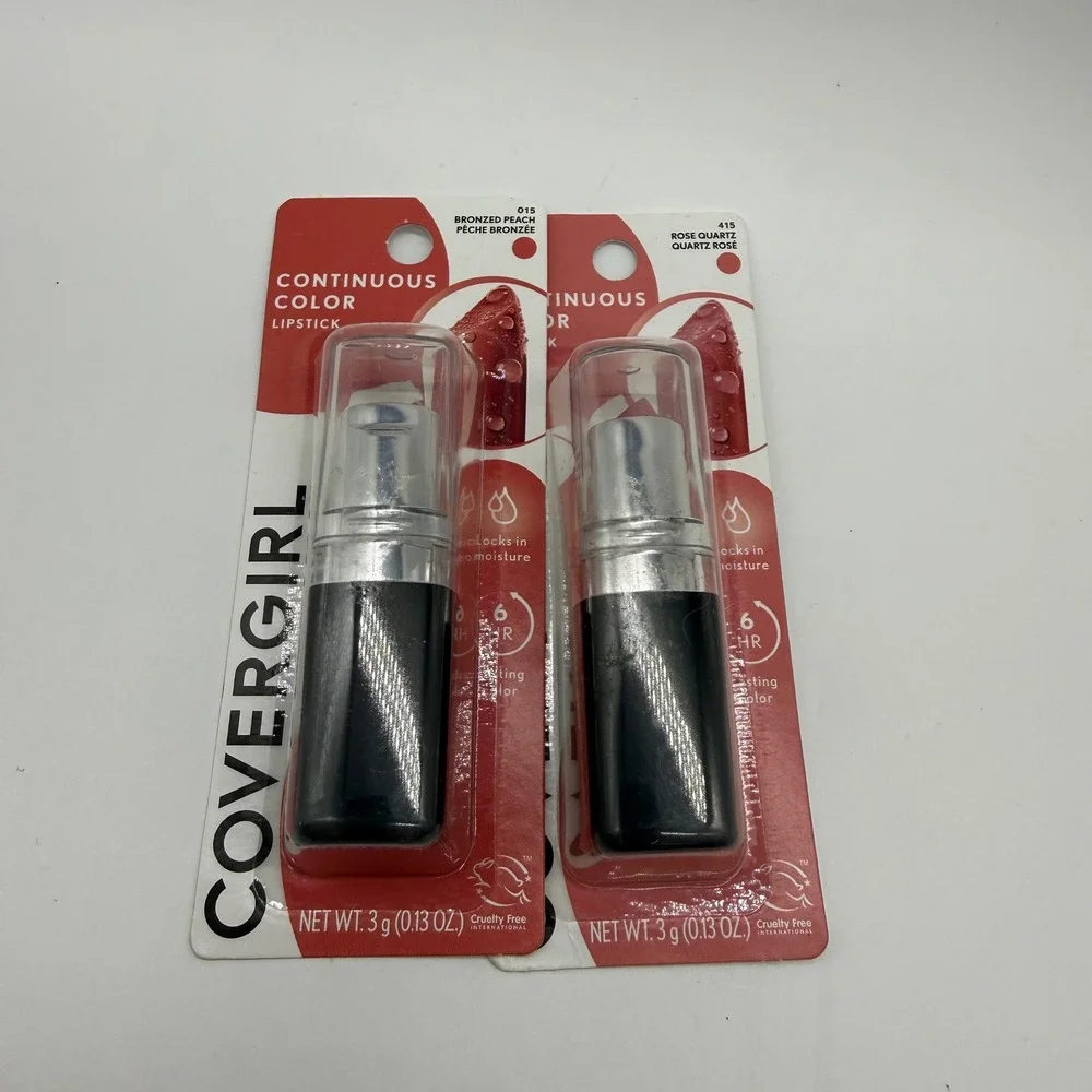 Covergirl Continuous Color‎ Lipstick Lot Bronzed Peach Rose Quartz Pink 0.13oz